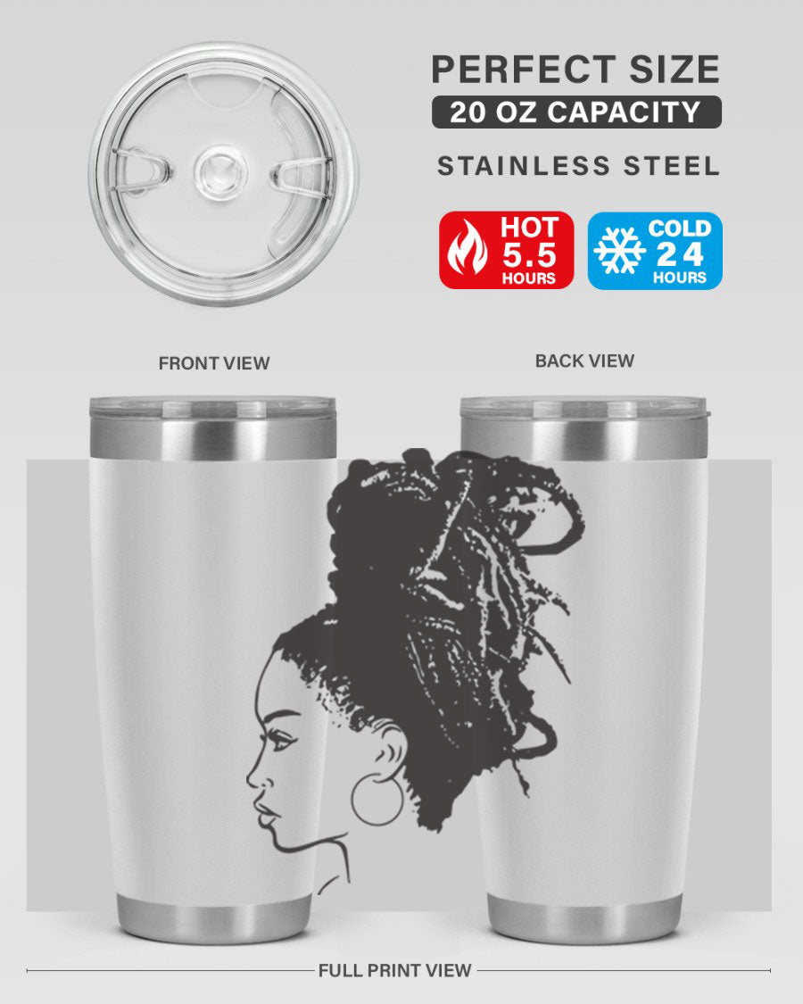 Black Women - Queen 30oz Tumbler featuring a stylish design, double wall vacuum stainless steel construction, and a press-in drink-thru lid.