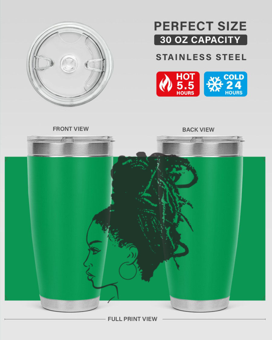 Black Women - Queen 30oz Tumbler featuring a stylish design, double wall vacuum stainless steel construction, and a press-in drink-thru lid.