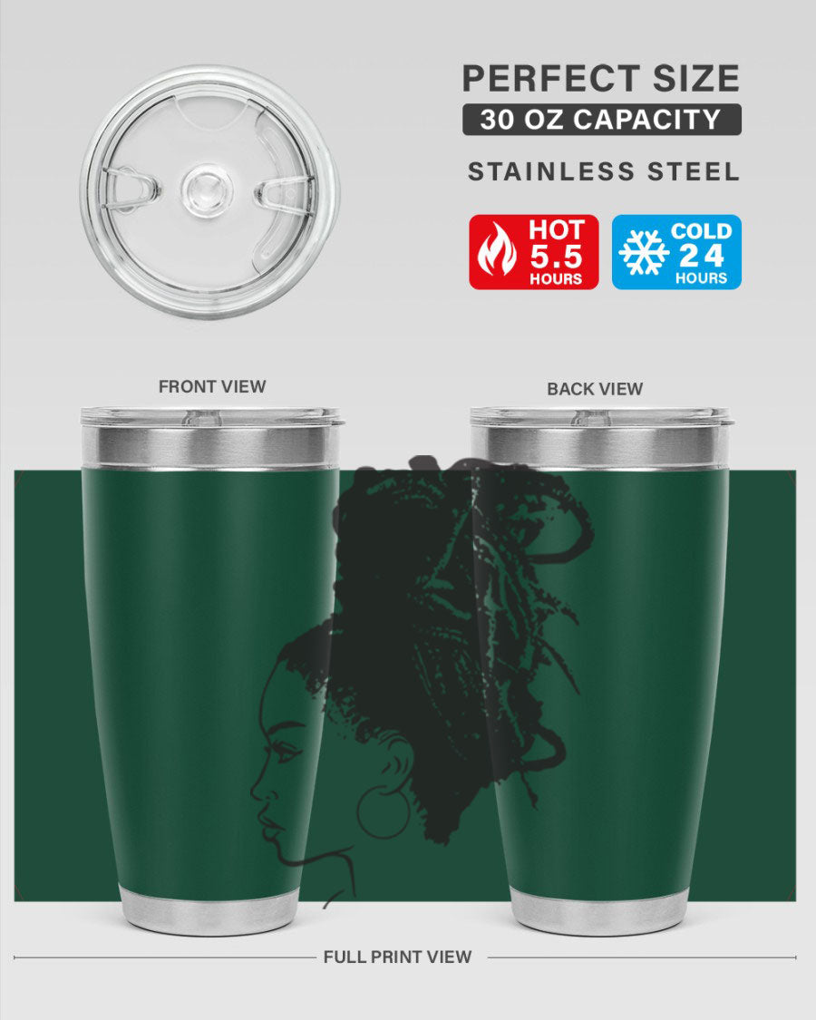 Black Women - Queen 30oz Tumbler featuring a stylish design, double wall vacuum stainless steel construction, and a press-in drink-thru lid.