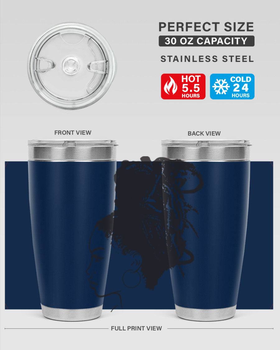 Black Women - Queen 30oz Tumbler featuring a stylish design, double wall vacuum stainless steel construction, and a press-in drink-thru lid.