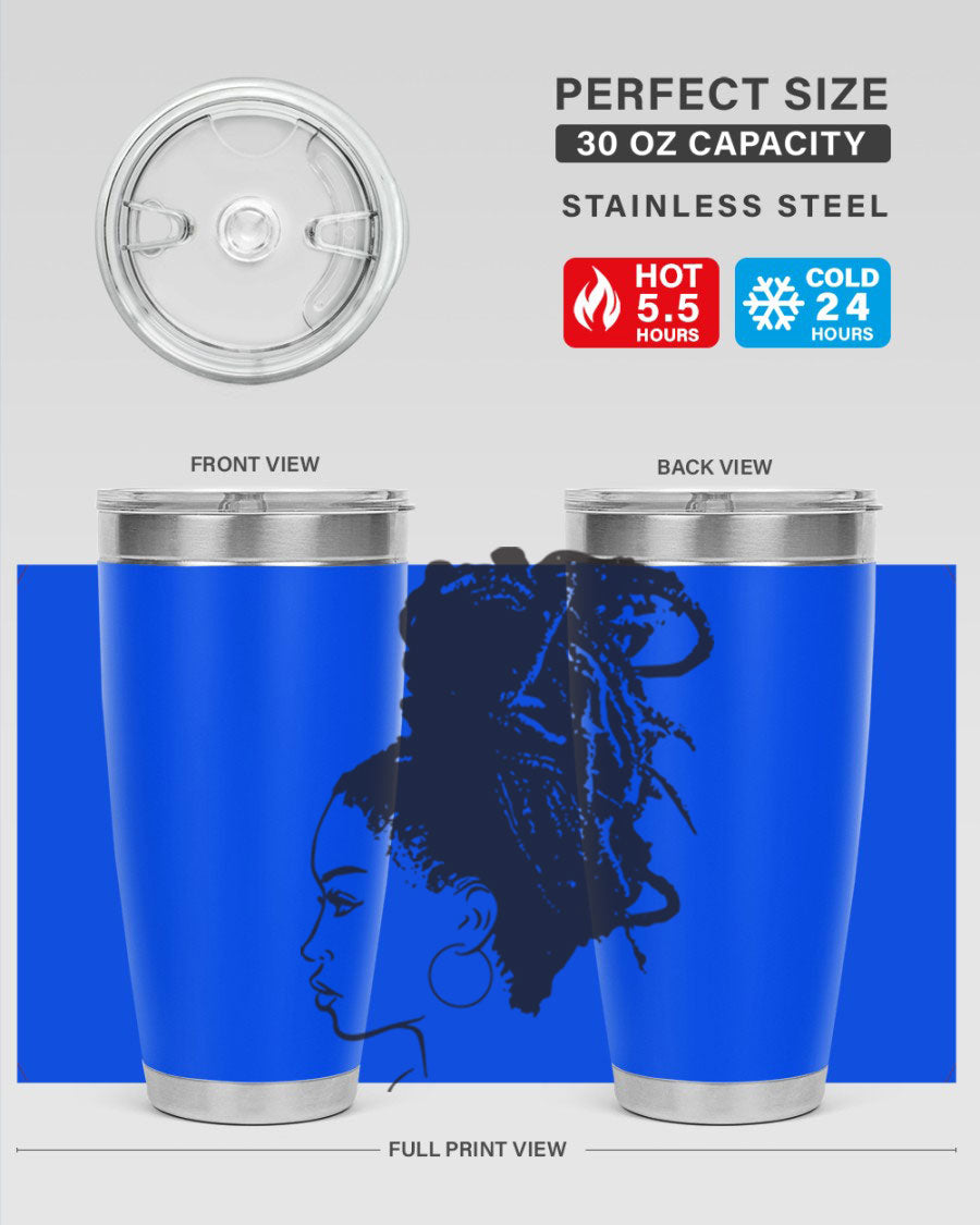 Black Women - Queen 30oz Tumbler featuring a stylish design, double wall vacuum stainless steel construction, and a press-in drink-thru lid.