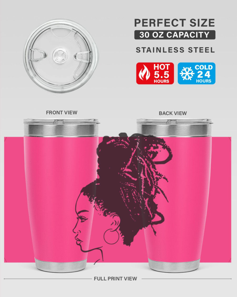 Black Women - Queen 30oz Tumbler featuring a stylish design, double wall vacuum stainless steel construction, and a press-in drink-thru lid.