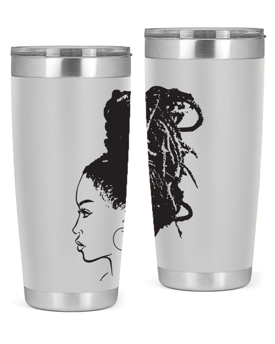 Black Women - Queen 30oz Tumbler featuring a stylish design, double wall vacuum stainless steel construction, and a press-in drink-thru lid.