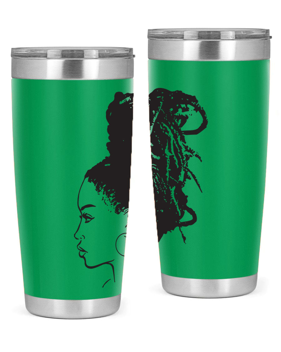 Black Women - Queen 30oz Tumbler featuring a stylish design, double wall vacuum stainless steel construction, and a press-in drink-thru lid.