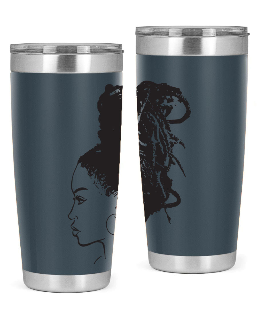 Black Women - Queen 30oz Tumbler featuring a stylish design, double wall vacuum stainless steel construction, and a press-in drink-thru lid.