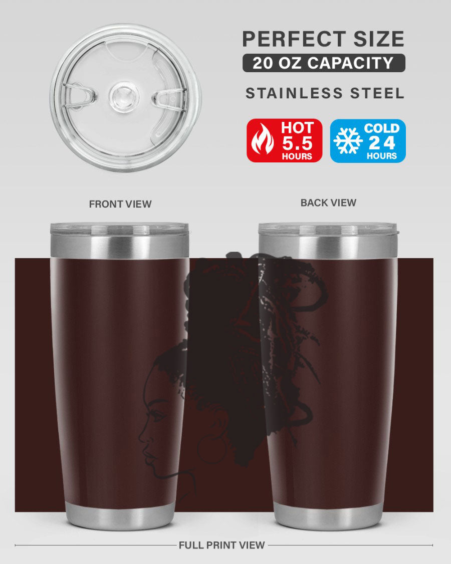 Black Women - Queen 30oz Tumbler featuring a stylish design, double wall vacuum stainless steel construction, and a press-in drink-thru lid.