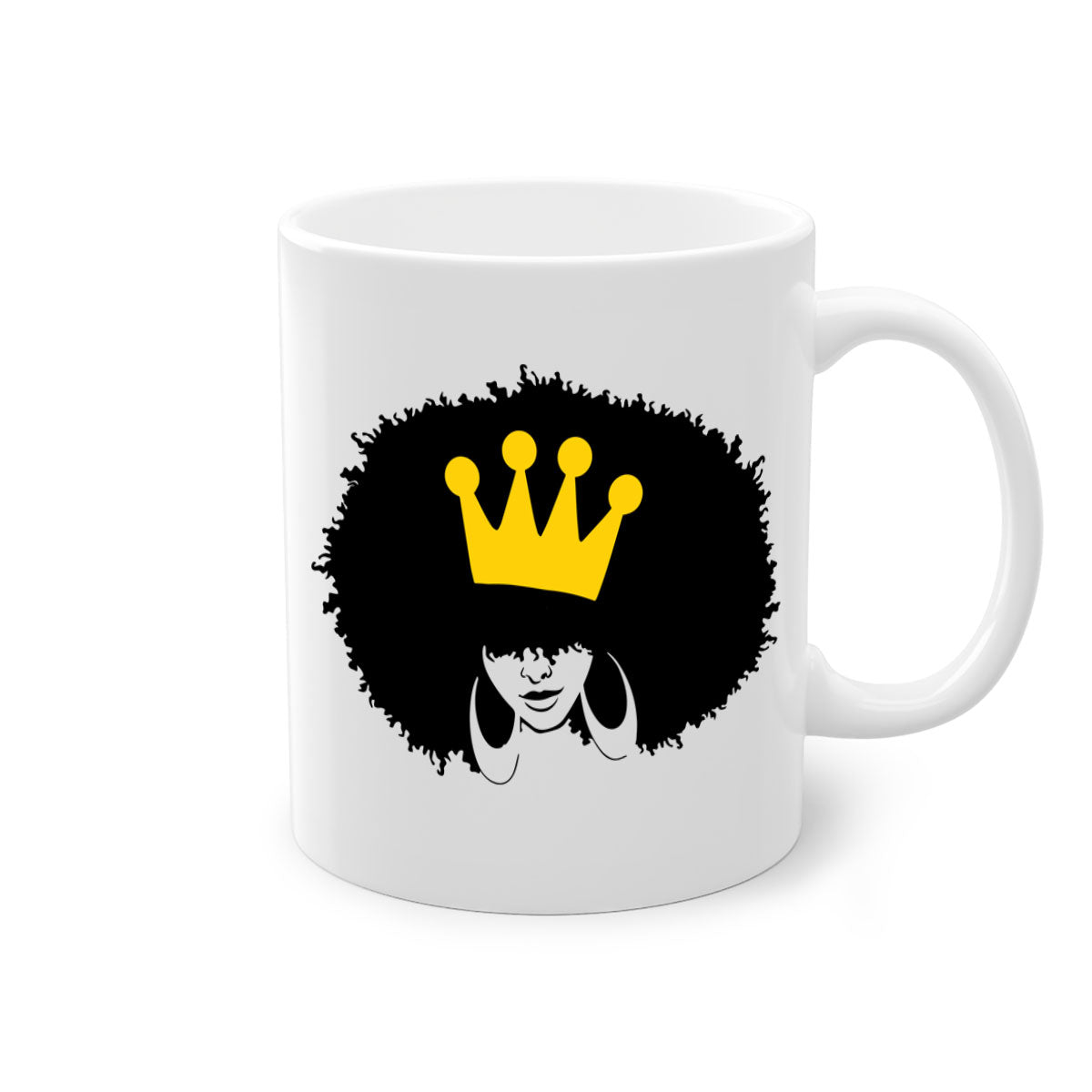 Black Women - Queen Mug featuring a glossy finish with a colored handle and interior, available in five vibrant colors.