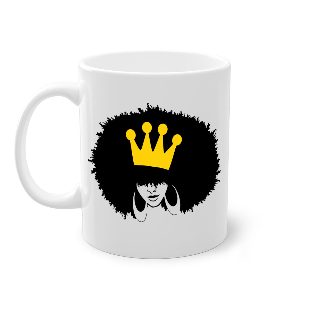 Black Women - Queen Mug featuring a glossy finish with a colored handle and interior, available in five vibrant colors.