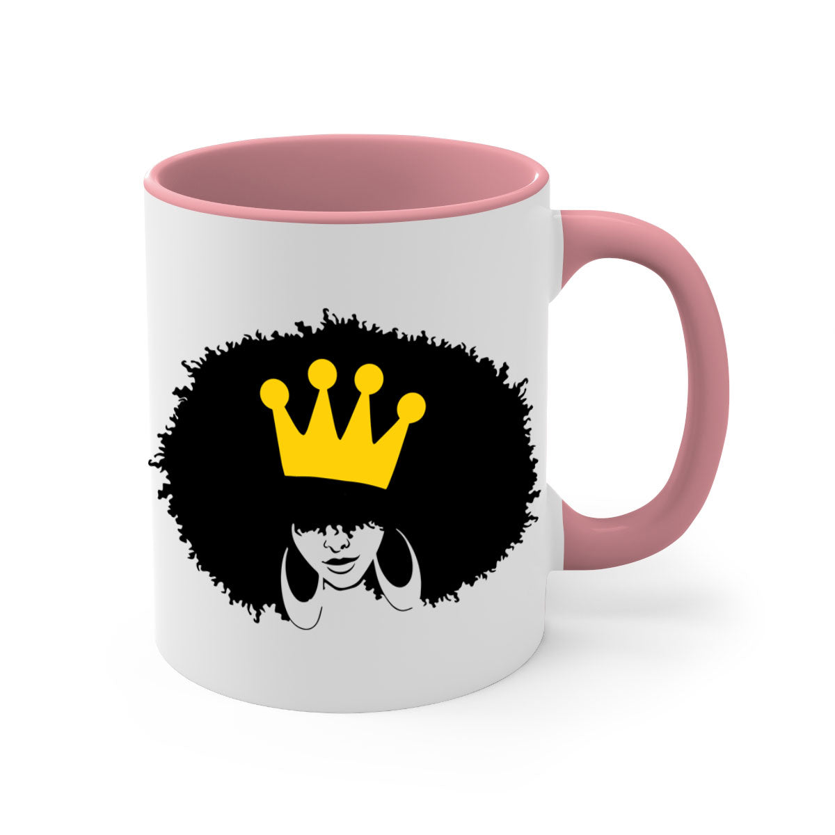 Black Women - Queen Mug featuring a glossy finish with a colored handle and interior, available in five vibrant colors.