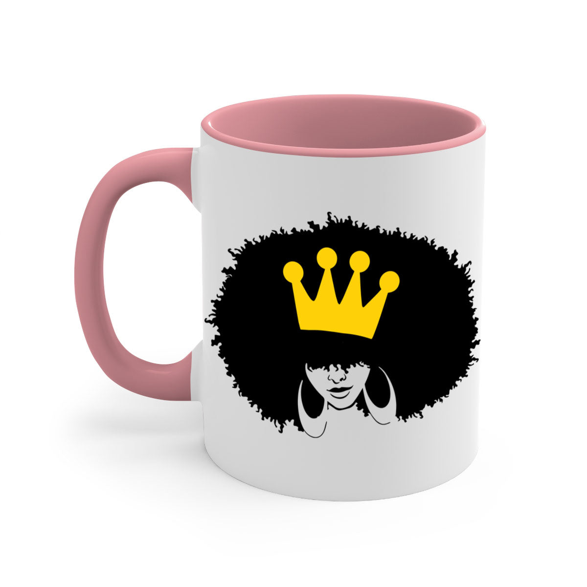 Black Women - Queen Mug featuring a glossy finish with a colored handle and interior, available in five vibrant colors.