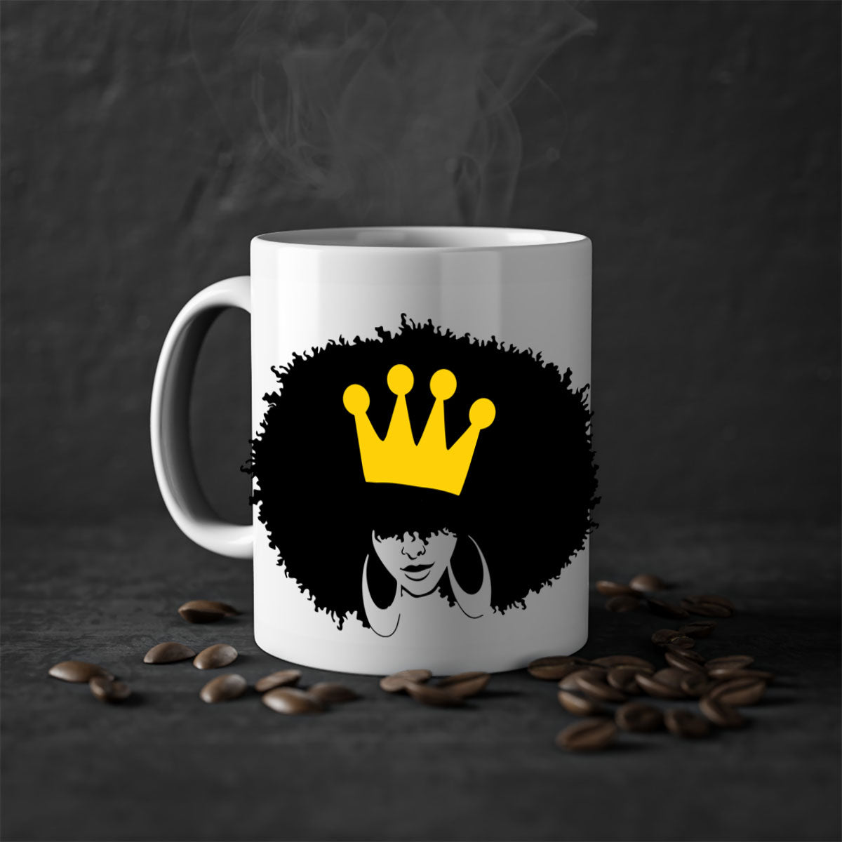 Black Women - Queen Mug featuring a glossy finish with a colored handle and interior, available in five vibrant colors.