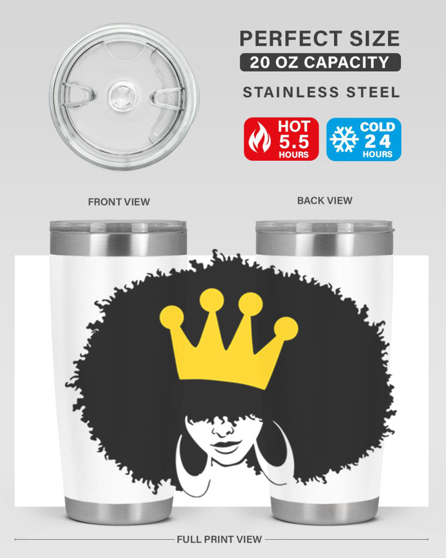 Black Women - Queen 31# Tumbler, double wall vacuum stainless steel with vibrant design celebrating black women.