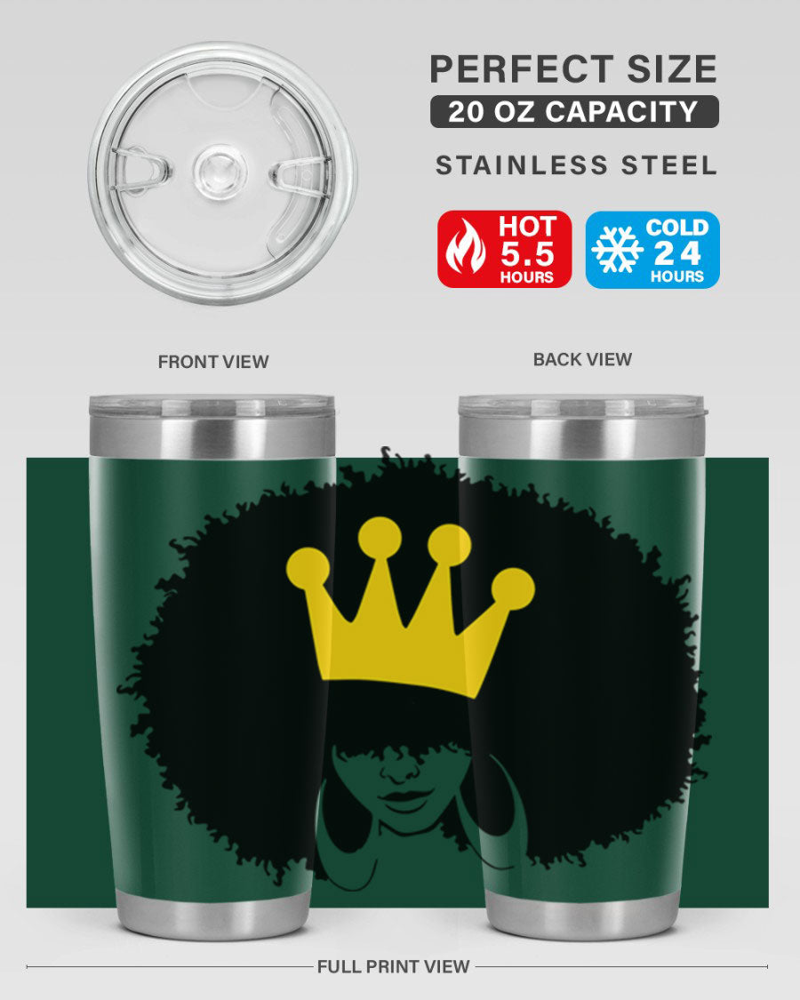 Black Women - Queen 31# Tumbler, double wall vacuum stainless steel with vibrant design celebrating black women.