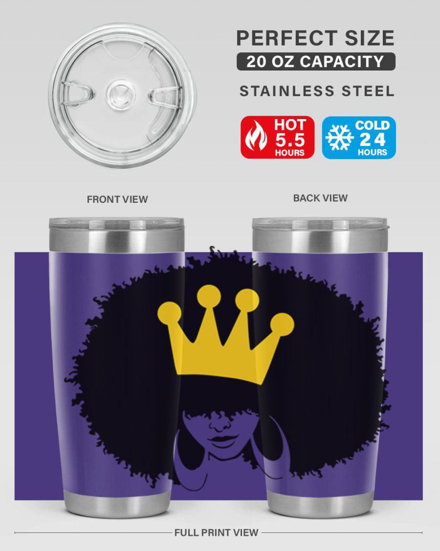 Black Women - Queen 31# Tumbler, double wall vacuum stainless steel with vibrant design celebrating black women.