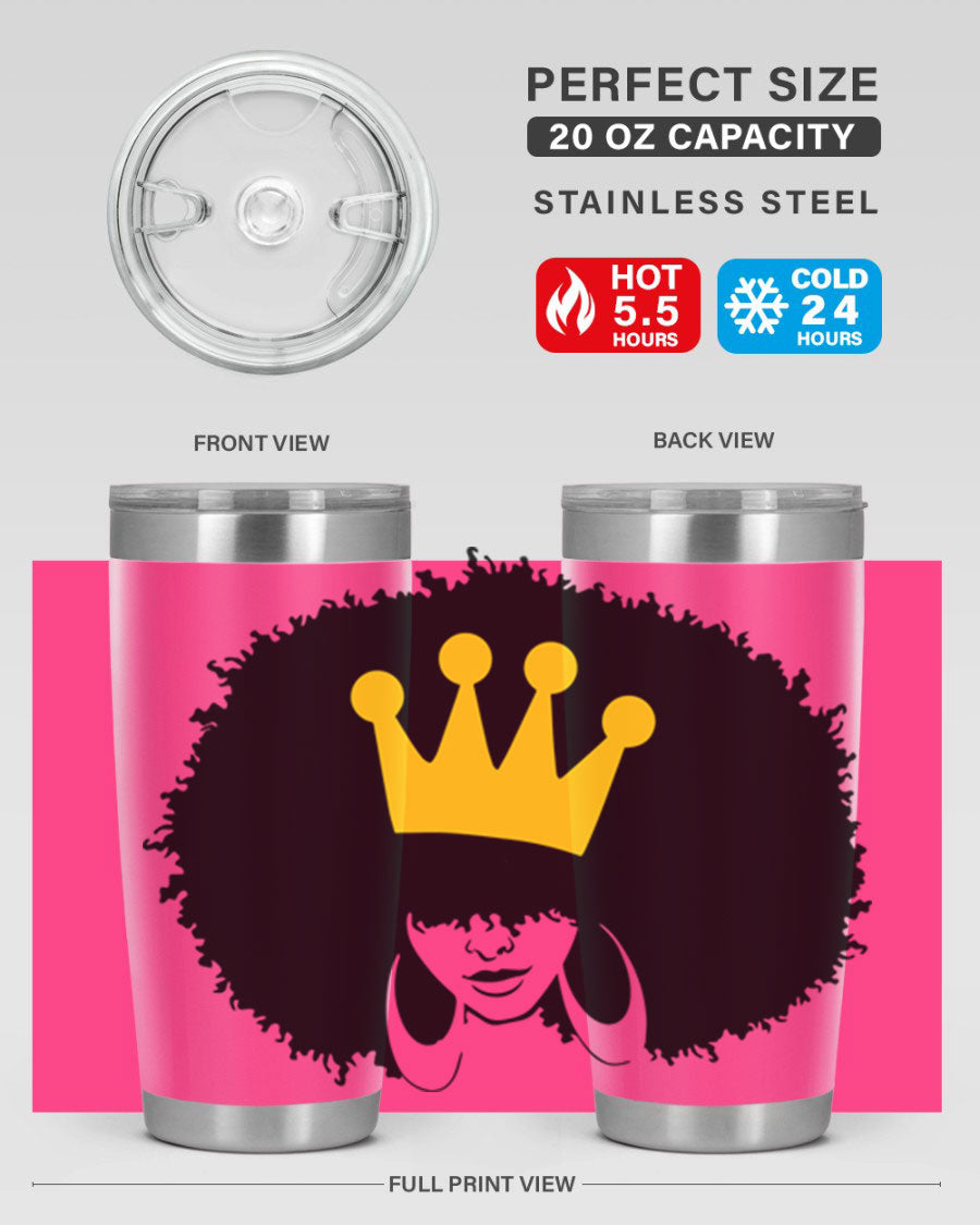 Black Women - Queen 31# Tumbler, double wall vacuum stainless steel with vibrant design celebrating black women.