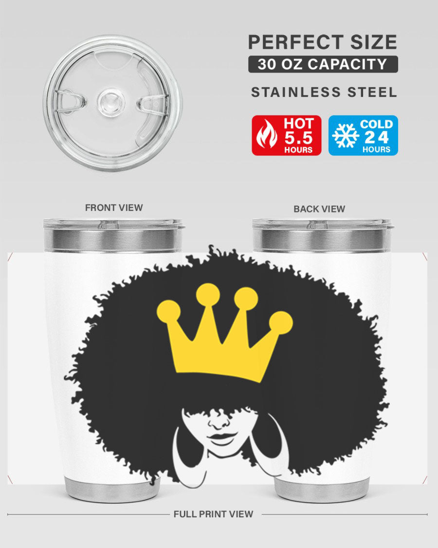 Black Women - Queen 31# Tumbler, double wall vacuum stainless steel with vibrant design celebrating black women.