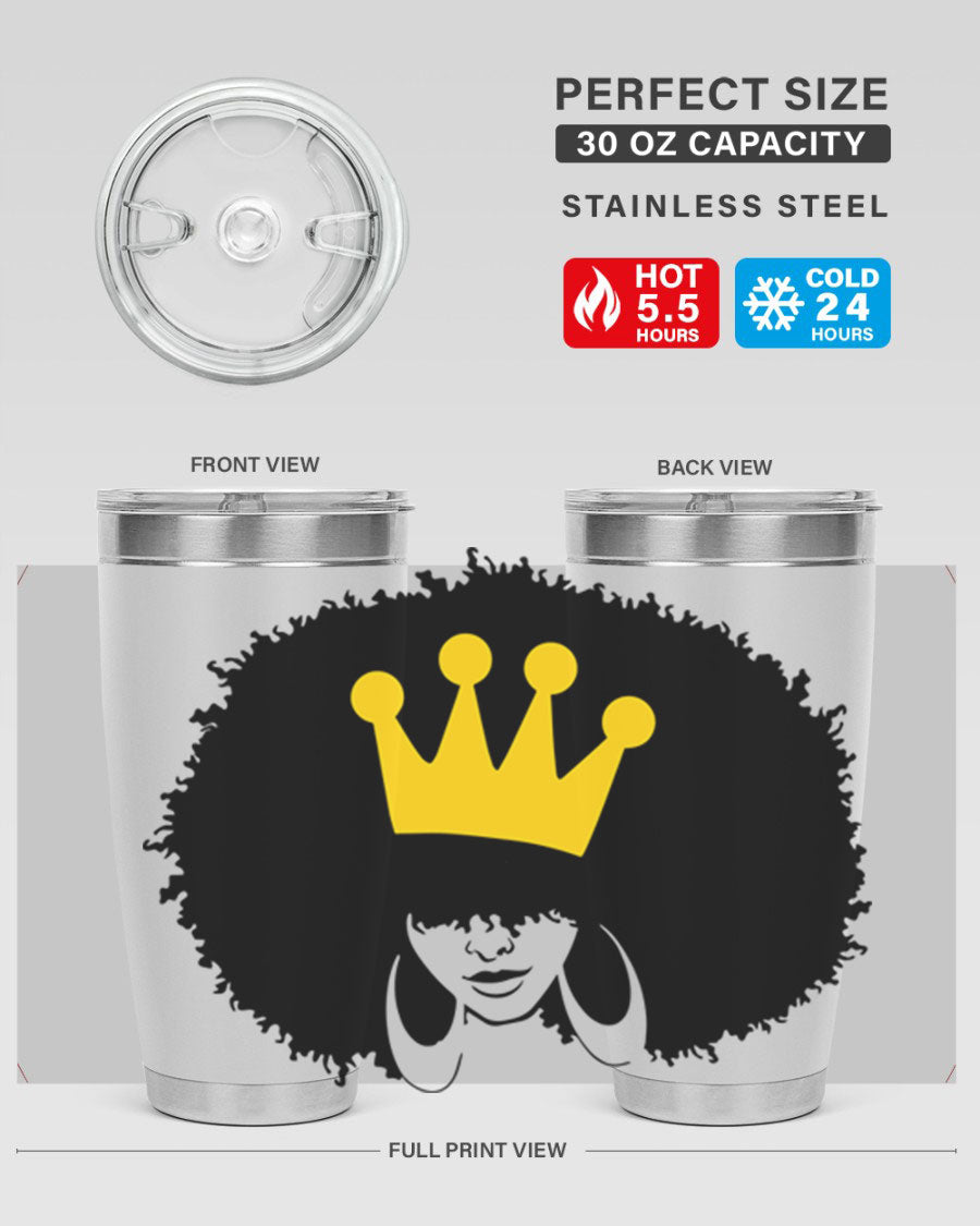 Black Women - Queen 31# Tumbler, double wall vacuum stainless steel with vibrant design celebrating black women.