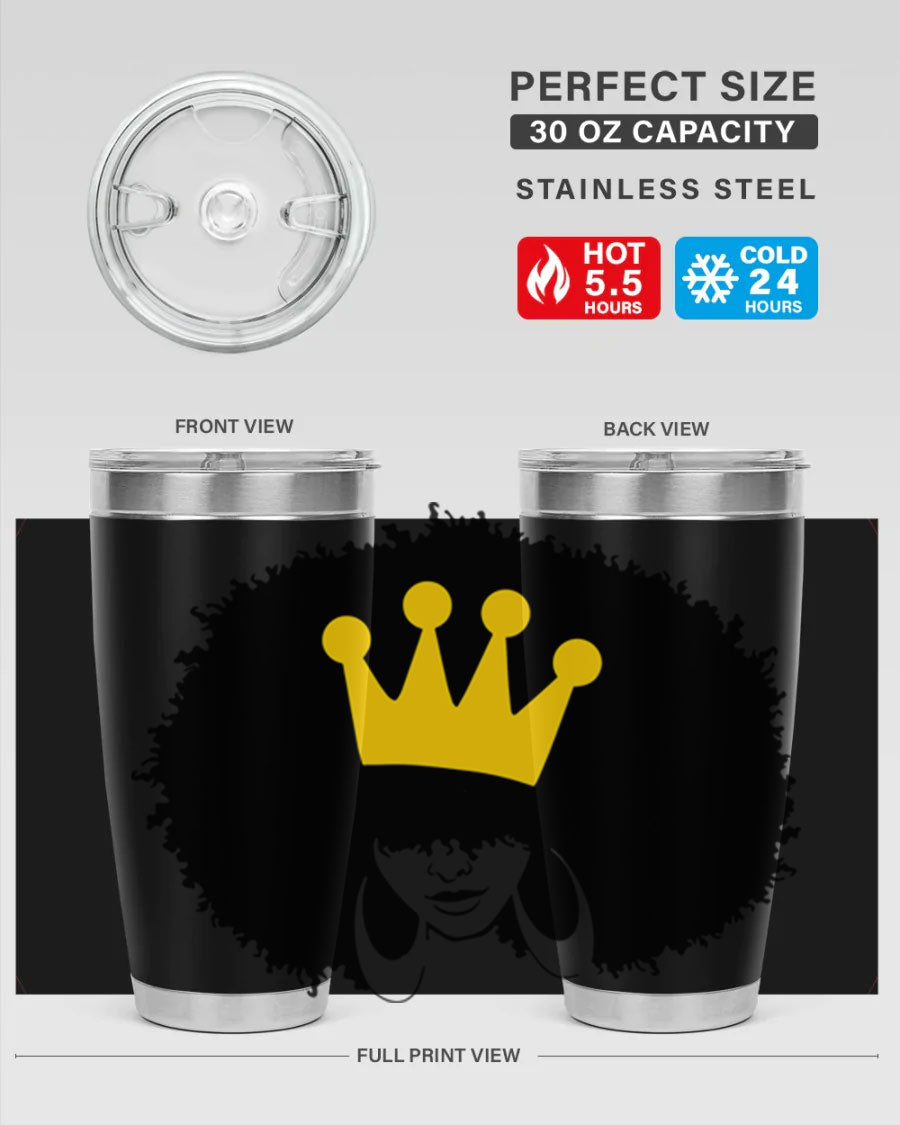 Black Women - Queen 31# Tumbler, double wall vacuum stainless steel with vibrant design celebrating black women.