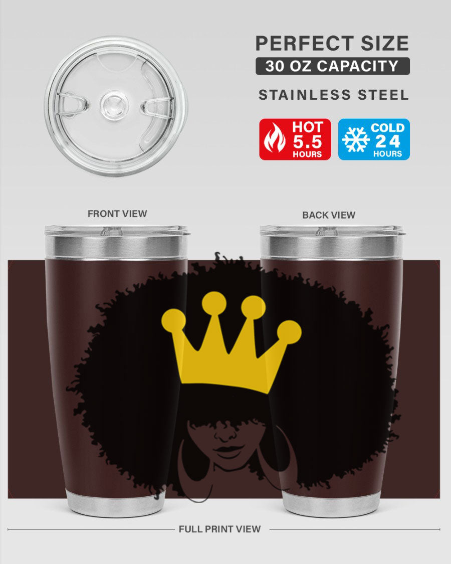 Black Women - Queen 31# Tumbler, double wall vacuum stainless steel with vibrant design celebrating black women.