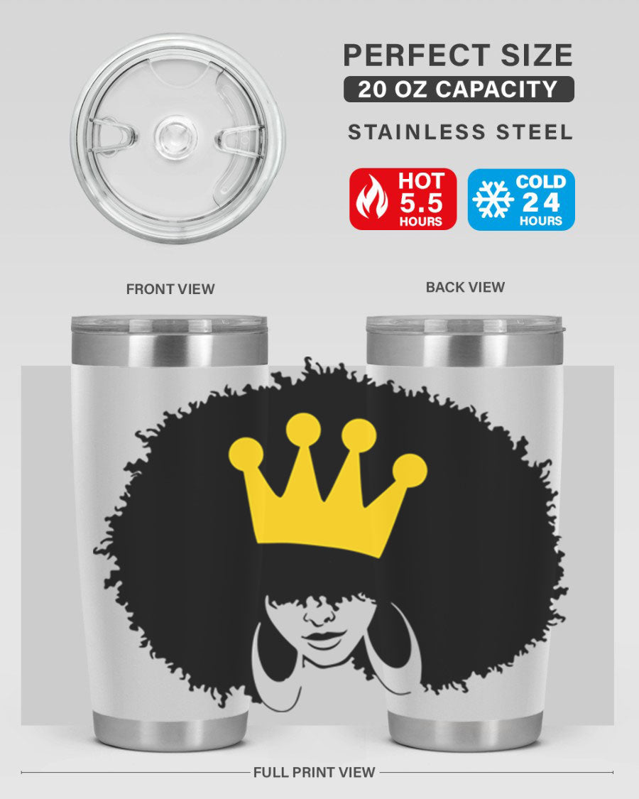 Black Women - Queen 31# Tumbler, double wall vacuum stainless steel with vibrant design celebrating black women.