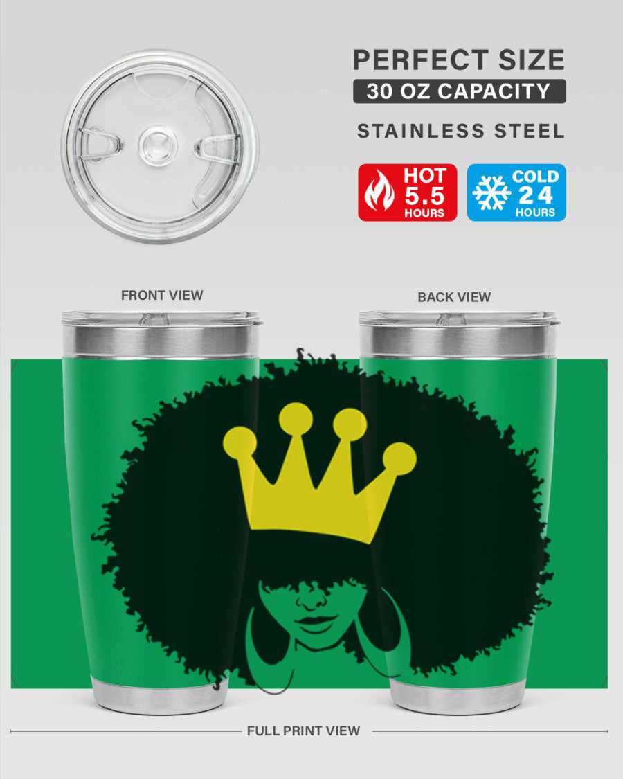 Black Women - Queen 31# Tumbler, double wall vacuum stainless steel with vibrant design celebrating black women.