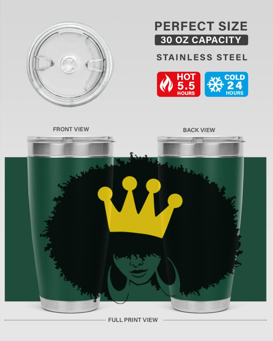 Black Women - Queen 31# Tumbler, double wall vacuum stainless steel with vibrant design celebrating black women.