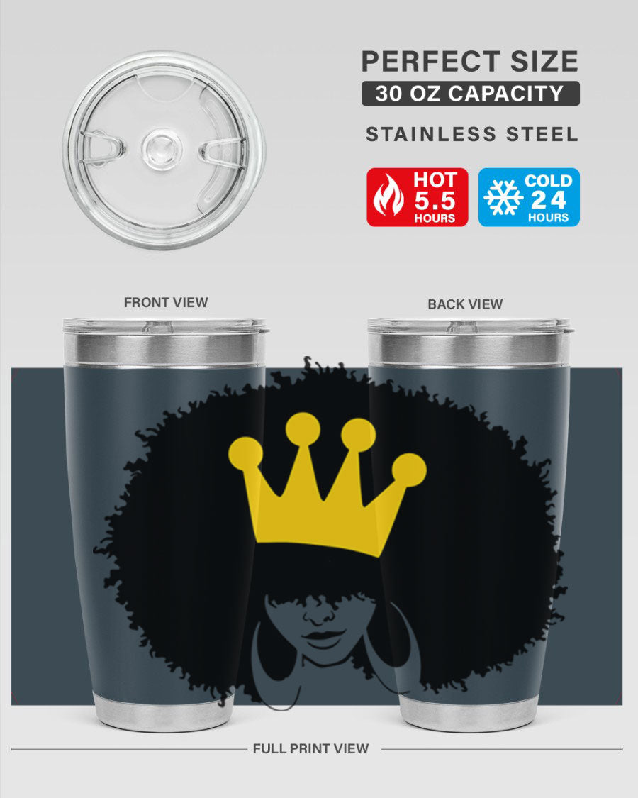 Black Women - Queen 31# Tumbler, double wall vacuum stainless steel with vibrant design celebrating black women.