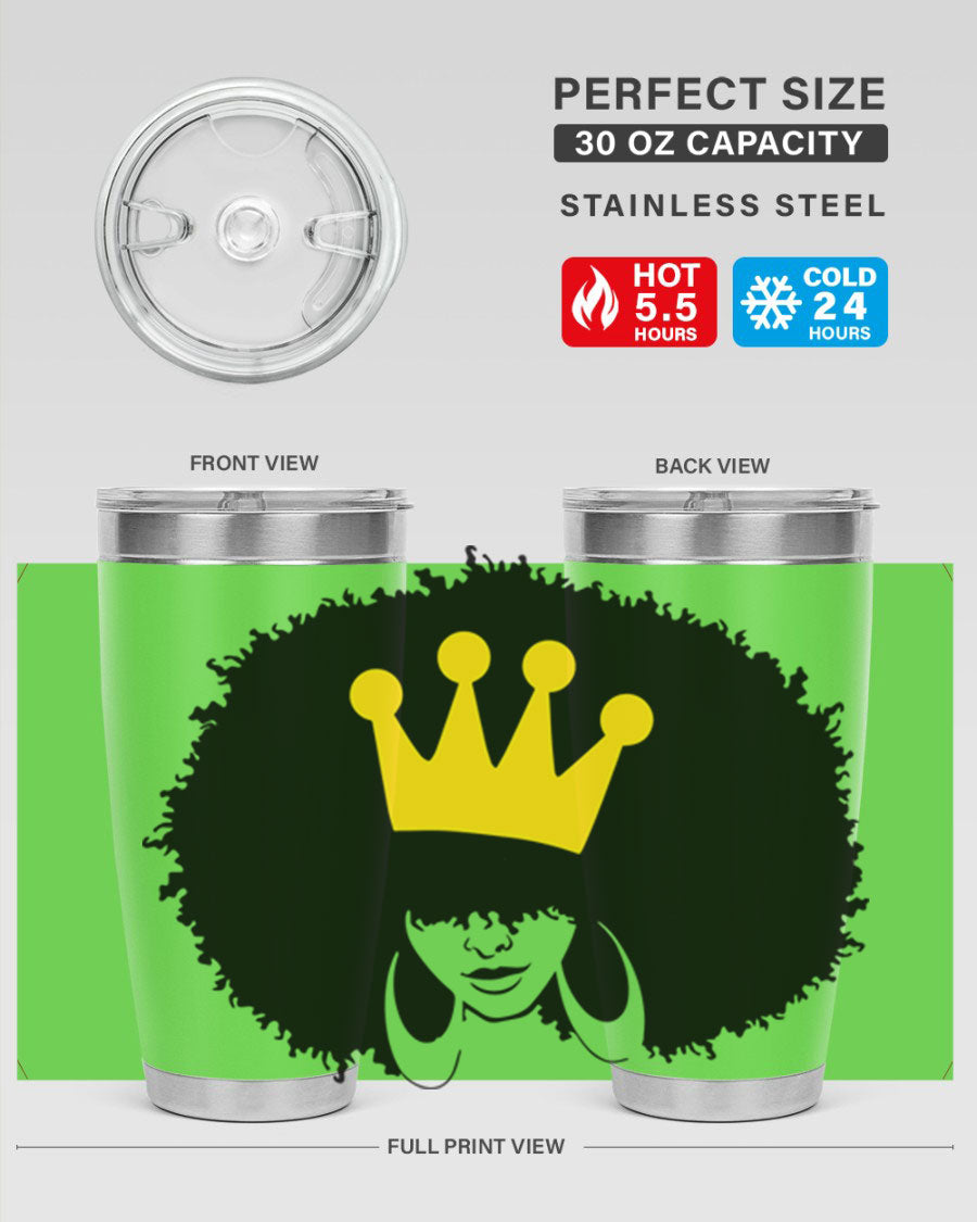 Black Women - Queen 31# Tumbler, double wall vacuum stainless steel with vibrant design celebrating black women.