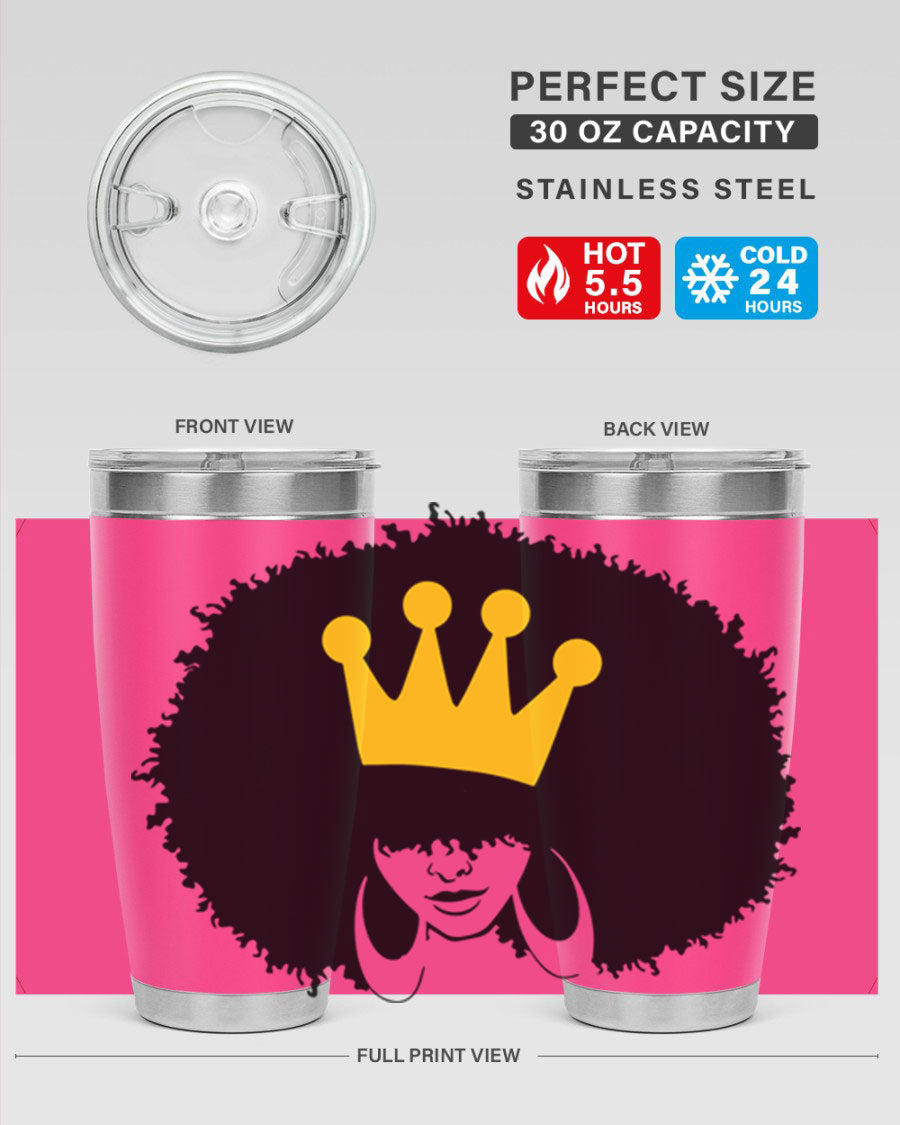 Black Women - Queen 31# Tumbler, double wall vacuum stainless steel with vibrant design celebrating black women.