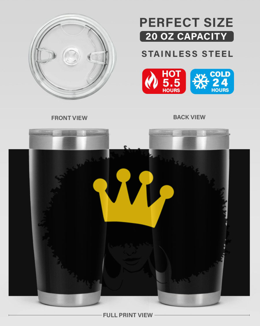 Black Women - Queen 31# Tumbler, double wall vacuum stainless steel with vibrant design celebrating black women.