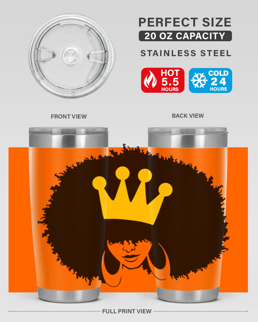 Black Women - Queen 31# Tumbler, double wall vacuum stainless steel with vibrant design celebrating black women.