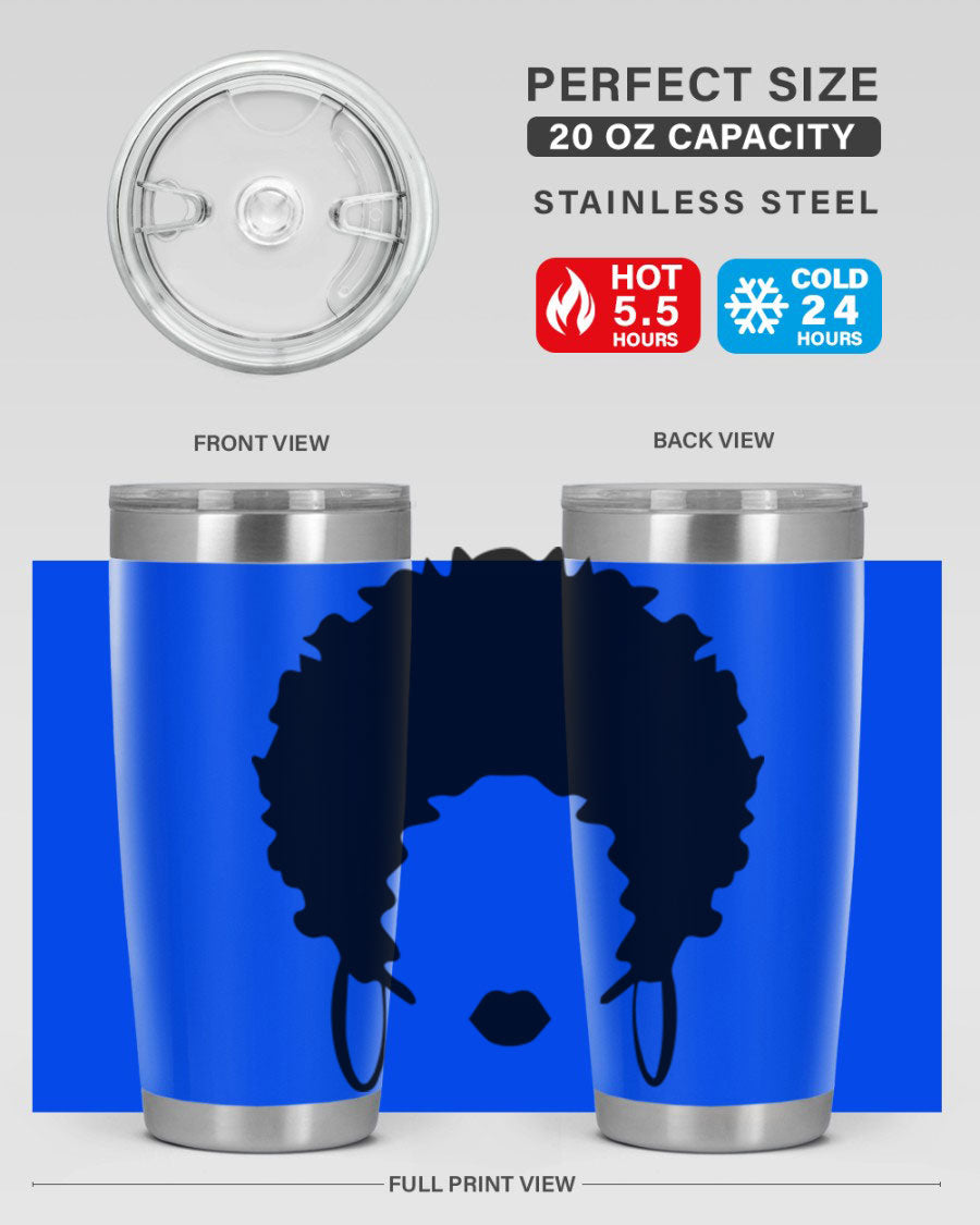 Black women queen-themed tumbler, available in 20oz and 30oz sizes, featuring a sleek stainless steel design.