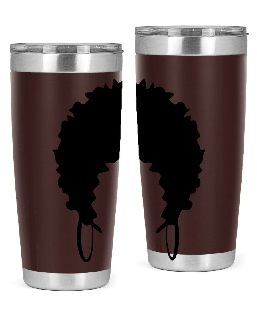 Black women queen-themed tumbler, available in 20oz and 30oz sizes, featuring a sleek stainless steel design.