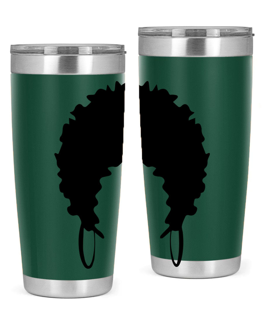 Black women queen-themed tumbler, available in 20oz and 30oz sizes, featuring a sleek stainless steel design.