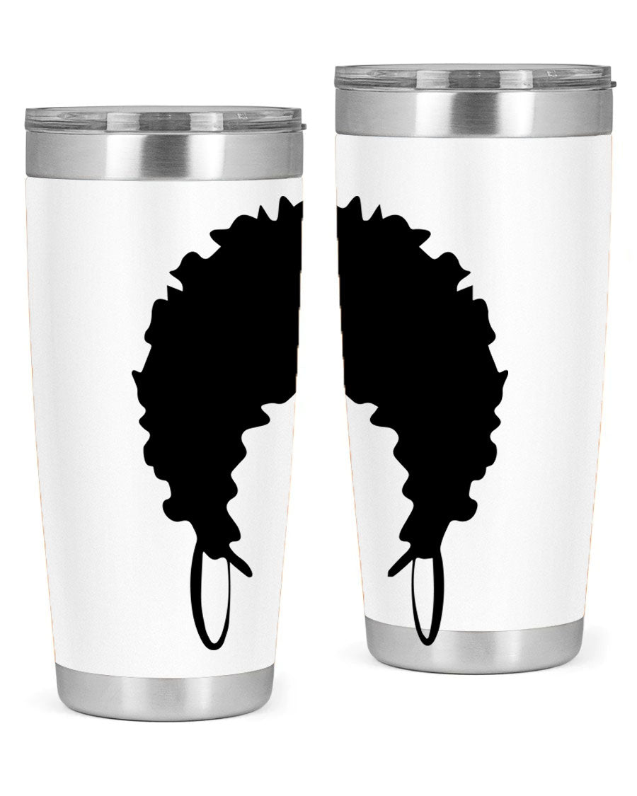 Black women queen-themed tumbler, available in 20oz and 30oz sizes, featuring a sleek stainless steel design.