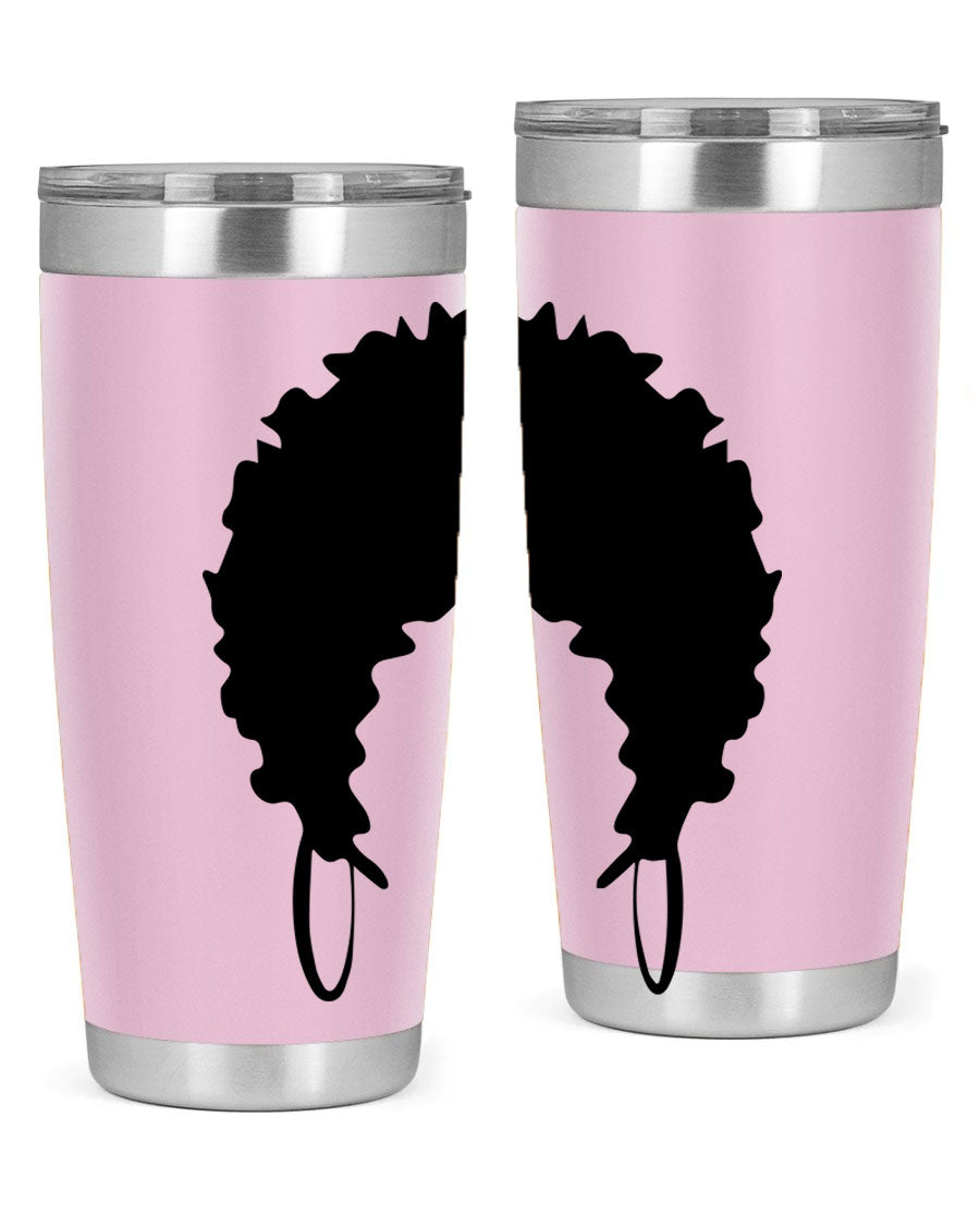 Black women queen-themed tumbler, available in 20oz and 30oz sizes, featuring a sleek stainless steel design.