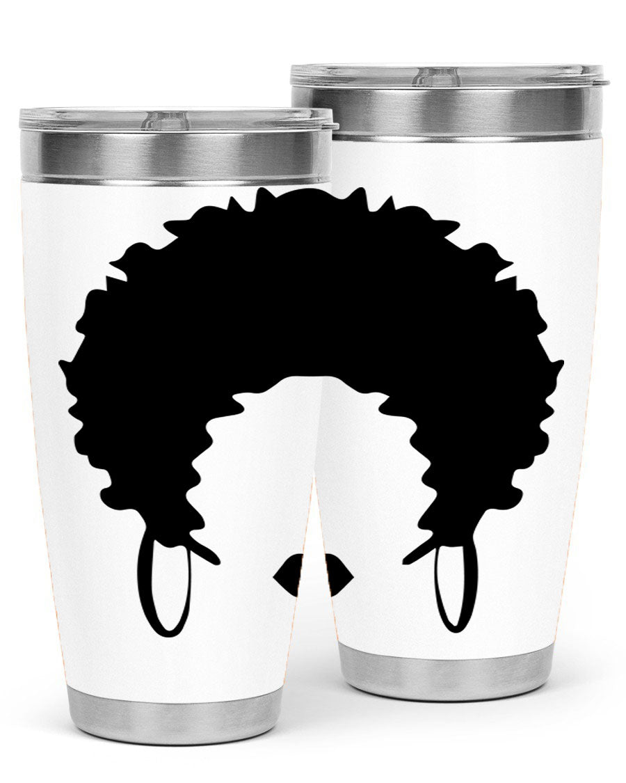 Black women queen-themed tumbler, available in 20oz and 30oz sizes, featuring a sleek stainless steel design.