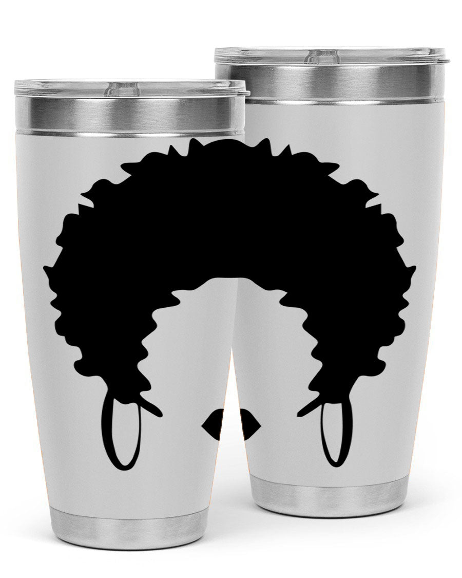 Black women queen-themed tumbler, available in 20oz and 30oz sizes, featuring a sleek stainless steel design.