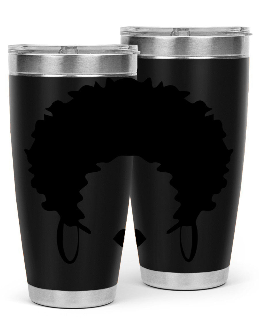 Black women queen-themed tumbler, available in 20oz and 30oz sizes, featuring a sleek stainless steel design.