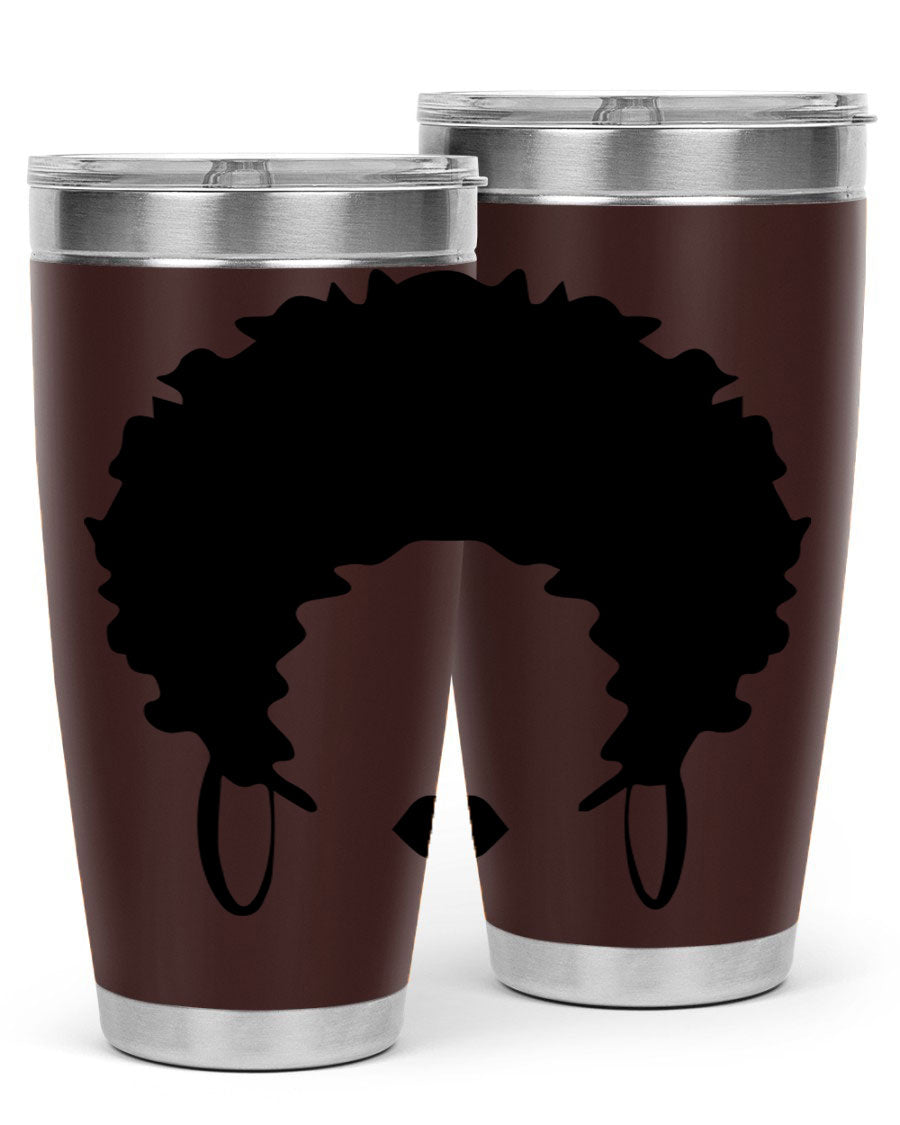 Black women queen-themed tumbler, available in 20oz and 30oz sizes, featuring a sleek stainless steel design.