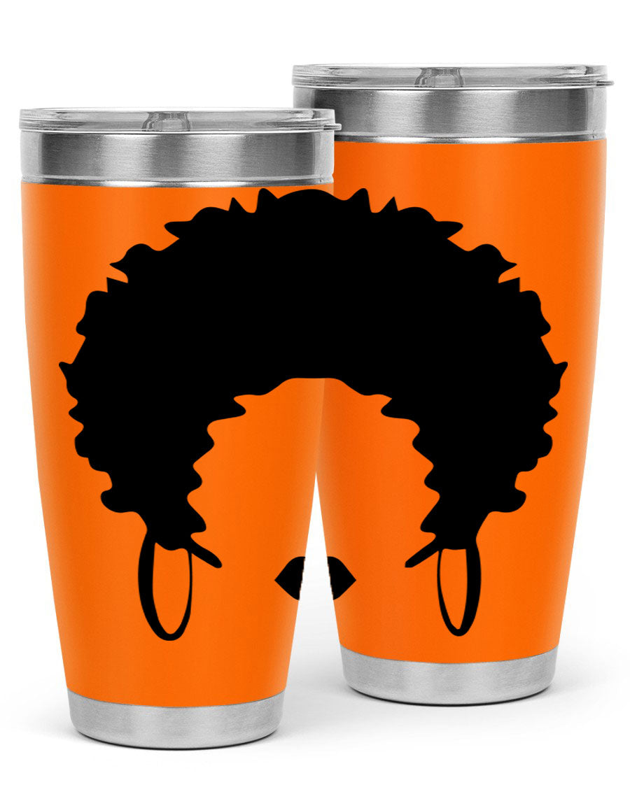 Black women queen-themed tumbler, available in 20oz and 30oz sizes, featuring a sleek stainless steel design.