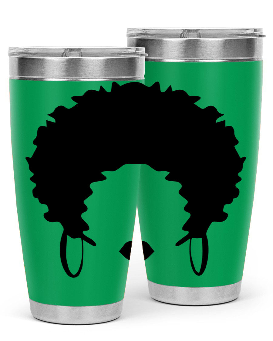 Black women queen-themed tumbler, available in 20oz and 30oz sizes, featuring a sleek stainless steel design.