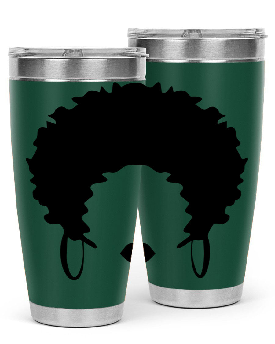 Black women queen-themed tumbler, available in 20oz and 30oz sizes, featuring a sleek stainless steel design.