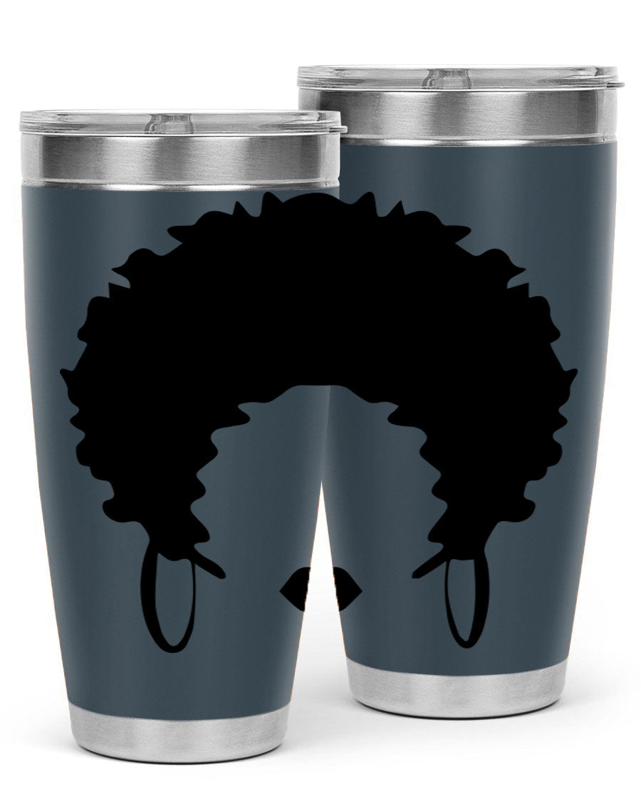 Black women queen-themed tumbler, available in 20oz and 30oz sizes, featuring a sleek stainless steel design.