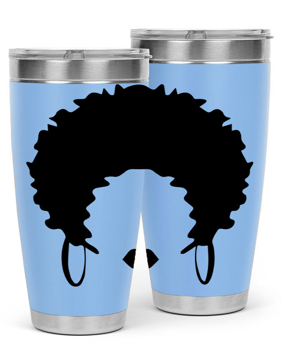 Black women queen-themed tumbler, available in 20oz and 30oz sizes, featuring a sleek stainless steel design.