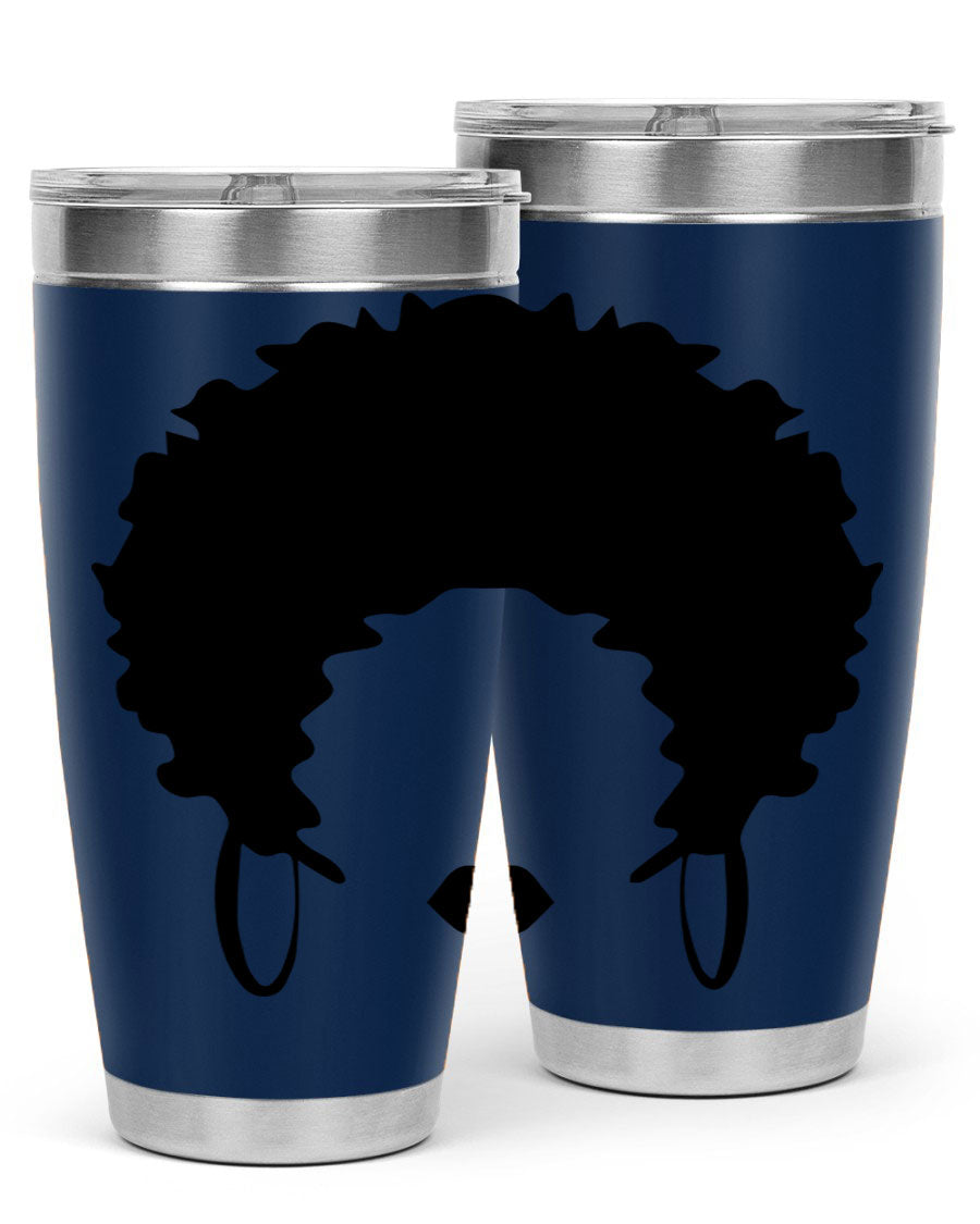 Black women queen-themed tumbler, available in 20oz and 30oz sizes, featuring a sleek stainless steel design.