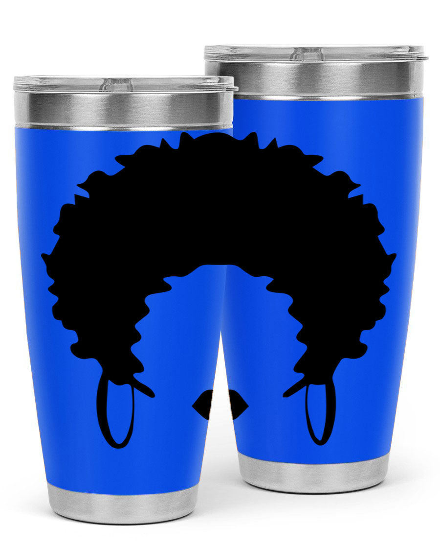 Black women queen-themed tumbler, available in 20oz and 30oz sizes, featuring a sleek stainless steel design.