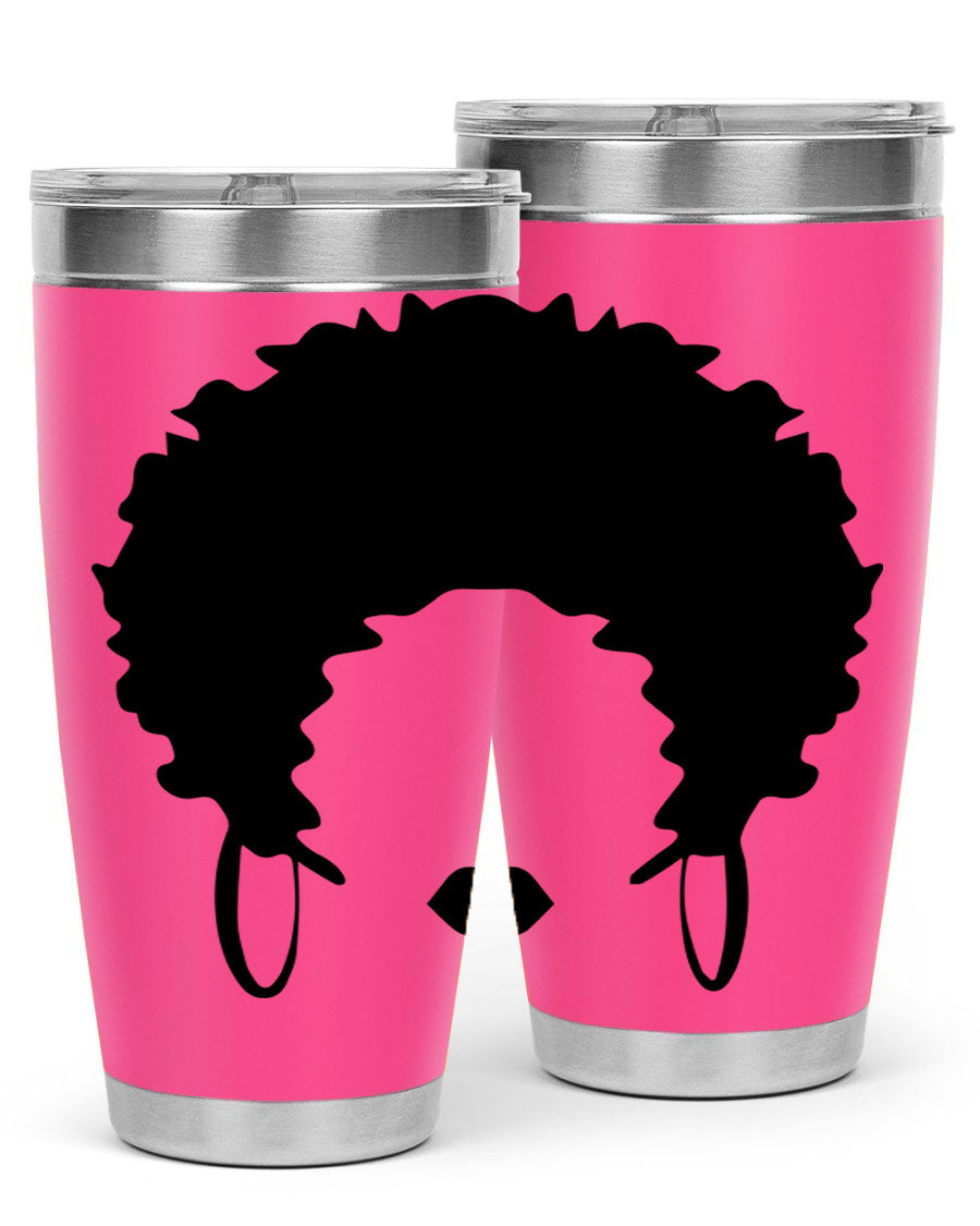 Black women queen-themed tumbler, available in 20oz and 30oz sizes, featuring a sleek stainless steel design.