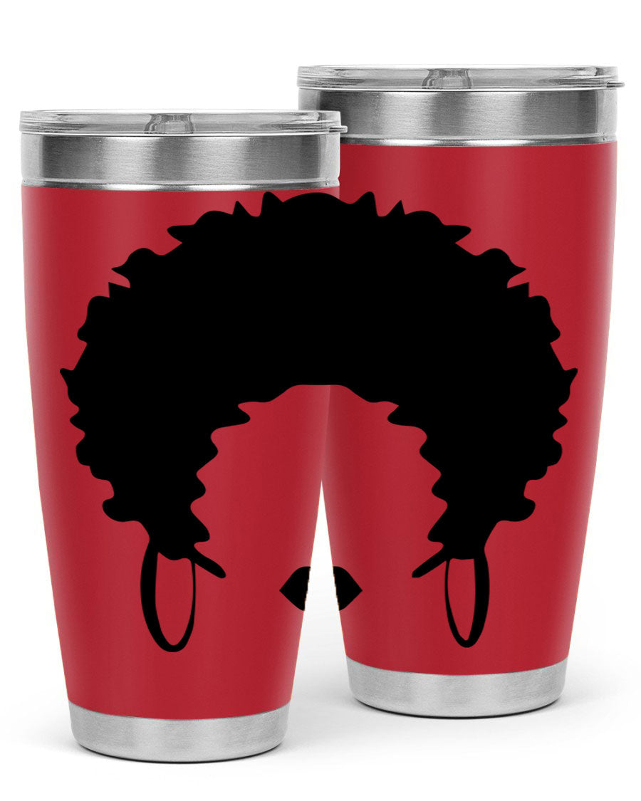 Black women queen-themed tumbler, available in 20oz and 30oz sizes, featuring a sleek stainless steel design.