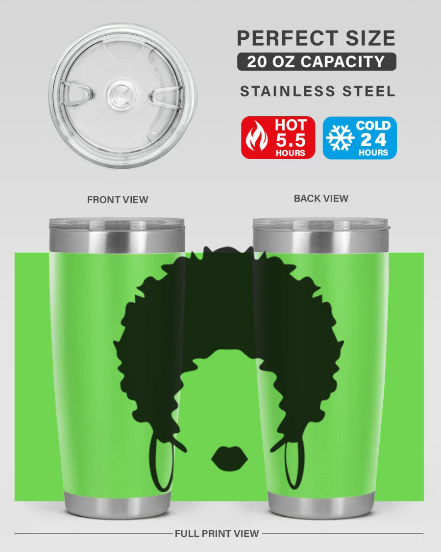 Black women queen-themed tumbler, available in 20oz and 30oz sizes, featuring a sleek stainless steel design.